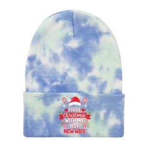 First Christmas With My Hot New Wife Funny Newlywed Couples Tie Dye 12in Knit Beanie