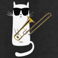 Funny Cat Wearing Sunglasses Playing Trombone Cool Comfort Performance Bucket Hat