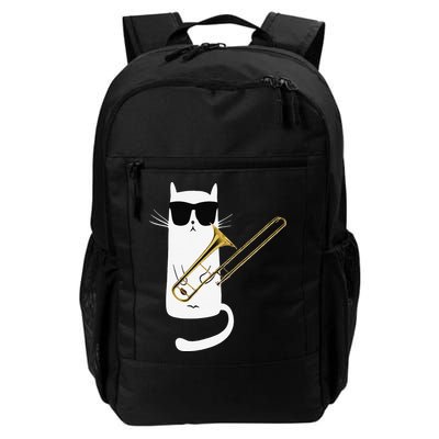 Funny Cat Wearing Sunglasses Playing Trombone Backpack