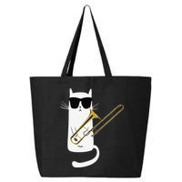 Funny Cat Wearing Sunglasses Playing Trombone 25L Jumbo Tote