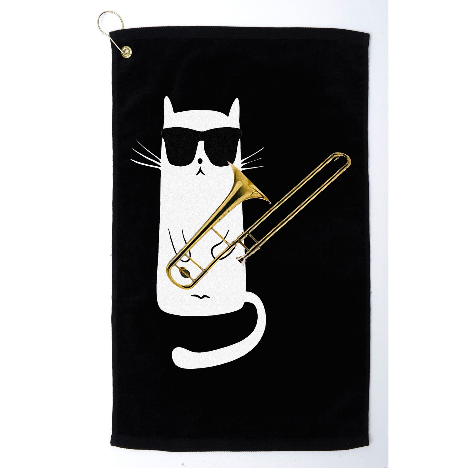 Funny Cat Wearing Sunglasses Playing Trombone Golf Towel