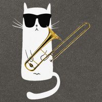 Funny Cat Wearing Sunglasses Playing Trombone Cotton Canvas Backpack