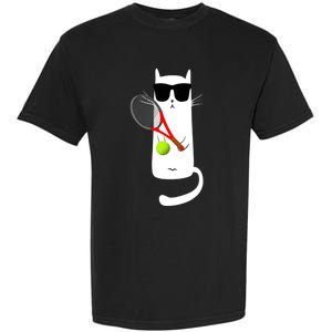 Funny Cat Wearing Sunglasses Playing Tennis Sport Garment-Dyed Heavyweight T-Shirt