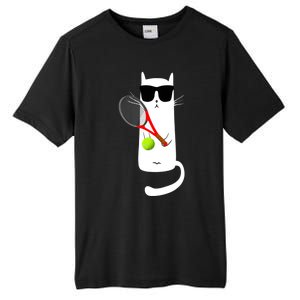 Funny Cat Wearing Sunglasses Playing Tennis Sport Tall Fusion ChromaSoft Performance T-Shirt