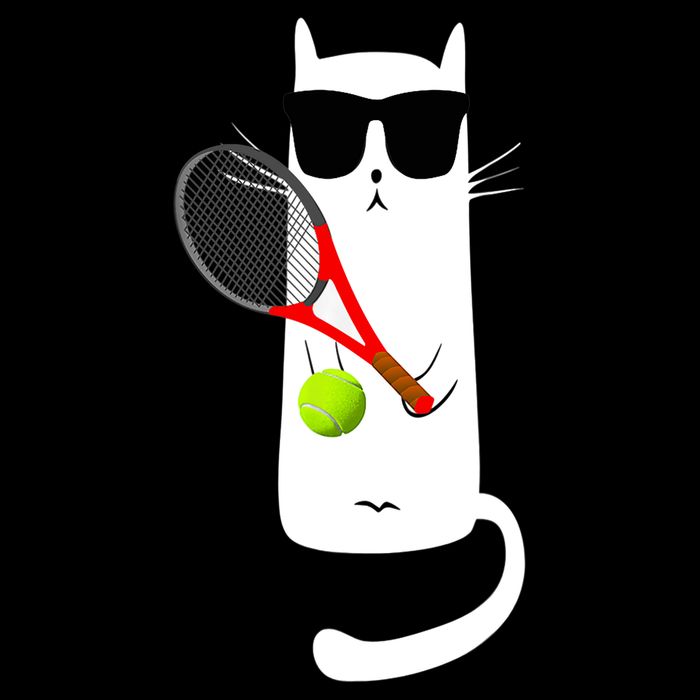 Funny Cat Wearing Sunglasses Playing Tennis Sport Womens Tank Top