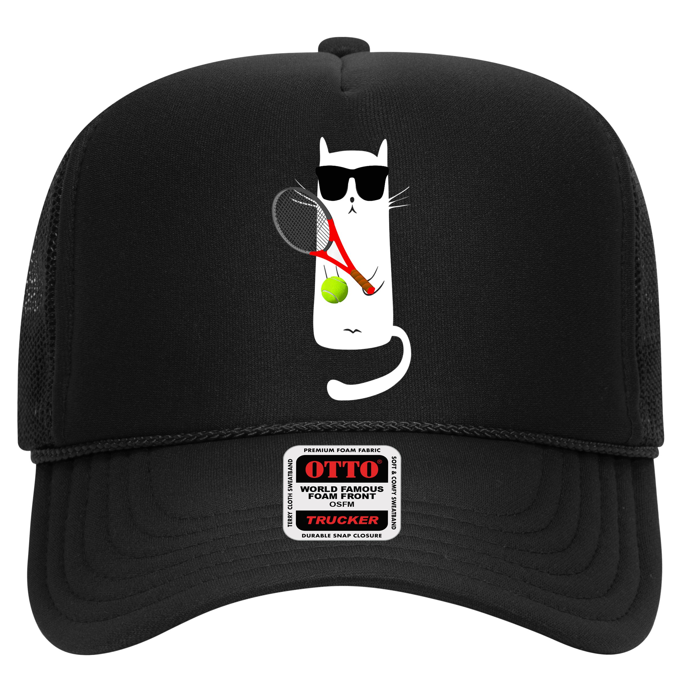 Funny Cat Wearing Sunglasses Playing Tennis Sport Hat