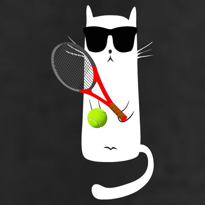 Funny Cat Wearing Sunglasses Playing Tennis Sport Hat