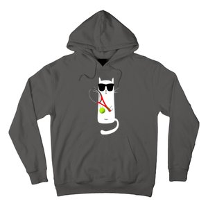 Funny Cat Wearing Sunglasses Playing Tennis Sport Hoodie