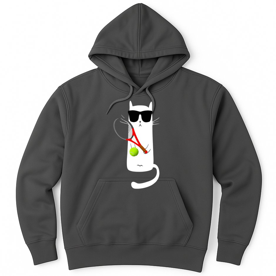 Funny Cat Wearing Sunglasses Playing Tennis Sport Hoodie