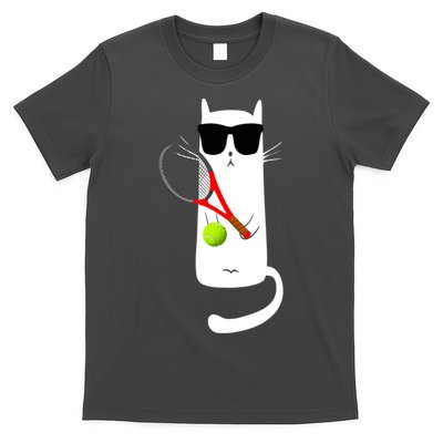 Funny Cat Wearing Sunglasses Playing Tennis Sport T-Shirt