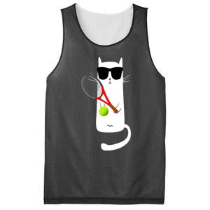 Funny Cat Wearing Sunglasses Playing Tennis Sport Mesh Reversible Basketball Jersey Tank