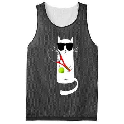 Funny Cat Wearing Sunglasses Playing Tennis Sport Mesh Reversible Basketball Jersey Tank