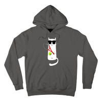 Funny Cat Wearing Sunglasses Playing Tennis Sport Tall Hoodie