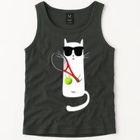 Funny Cat Wearing Sunglasses Playing Tennis Sport Tank Top
