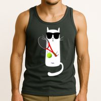 Funny Cat Wearing Sunglasses Playing Tennis Sport Tank Top