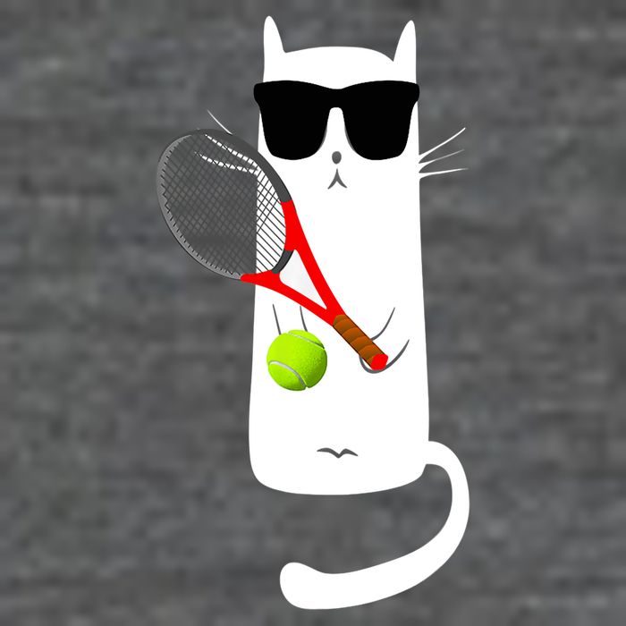 Funny Cat Wearing Sunglasses Playing Tennis Sport Tank Top
