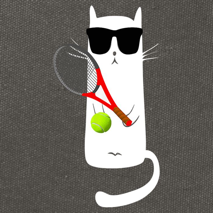 Funny Cat Wearing Sunglasses Playing Tennis Sport Cotton Canvas Backpack