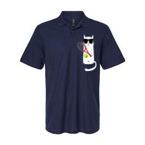 Funny Cat Wearing Sunglasses Playing Tennis Sport Softstyle Adult Sport Polo