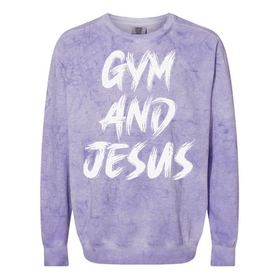 Funny Christian Workout Fitness Gym Jesus Colorblast Crewneck Sweatshirt