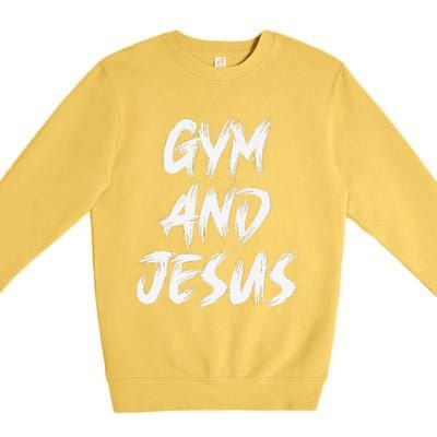 Funny Christian Workout Fitness Gym Jesus Premium Crewneck Sweatshirt