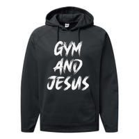 Funny Christian Workout Fitness Gym Jesus Performance Fleece Hoodie