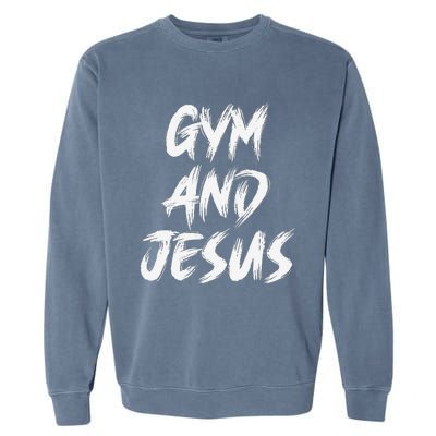 Funny Christian Workout Fitness Gym Jesus Garment-Dyed Sweatshirt