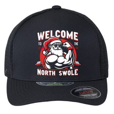 Funny Christmas Weightlifting Workout Gym North Swole Gift Flexfit Unipanel Trucker Cap