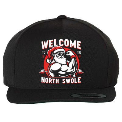 Funny Christmas Weightlifting Workout Gym North Swole Gift Wool Snapback Cap