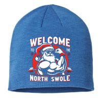 Funny Christmas Weightlifting Workout Gym North Swole Gift Sustainable Beanie