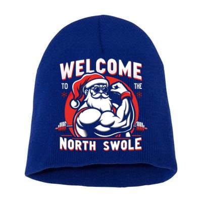 Funny Christmas Weightlifting Workout Gym North Swole Gift Short Acrylic Beanie