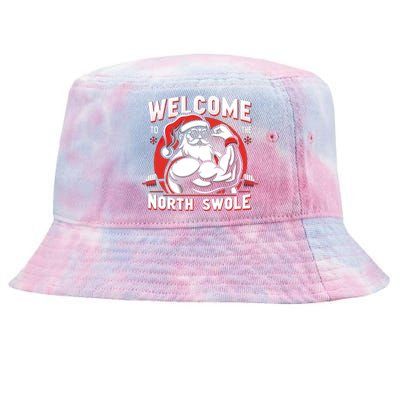 Funny Christmas Weightlifting Workout Gym North Swole Gift Tie-Dyed Bucket Hat