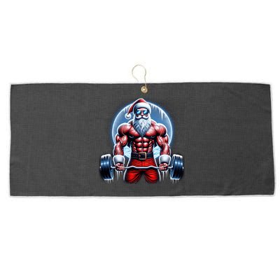 Funny Christmas Workout Deadlift Santa Weightlifting Meaningful Gift Large Microfiber Waffle Golf Towel