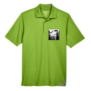 Funny Capybara With Alien Ufo Spaceship. Capybara Lovers Men's Origin Performance Pique Polo