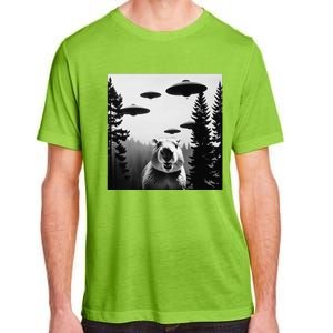 Funny Capybara With Alien Ufo Spaceship. Capybara Lovers Adult ChromaSoft Performance T-Shirt