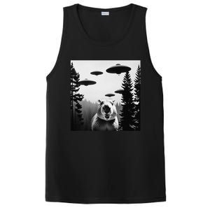 Funny Capybara With Alien Ufo Spaceship. Capybara Lovers PosiCharge Competitor Tank