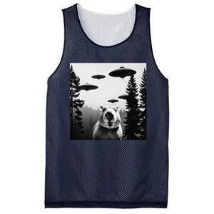 Funny Capybara With Alien Ufo Spaceship. Capybara Lovers Mesh Reversible Basketball Jersey Tank