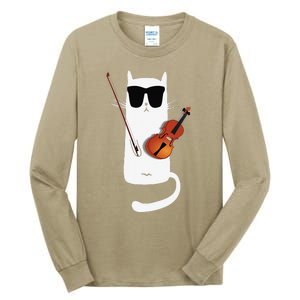 Funny Cat Wearing Sunglasses Playing Violin Tall Long Sleeve T-Shirt