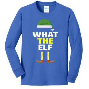 Funny Christmas What The Elf Distressed Gift Funny Gift Kids Long Sleeve Shirt