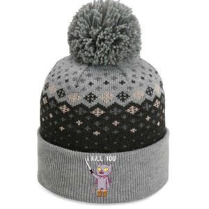 Funny Cat With Knife Cat Lovers The Baniff Cuffed Pom Beanie