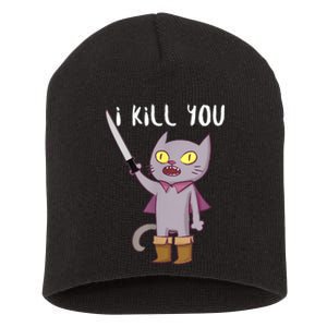 Funny Cat With Knife Cat Lovers Short Acrylic Beanie