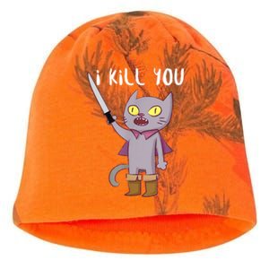 Funny Cat With Knife Cat Lovers Kati - Camo Knit Beanie