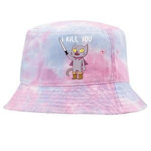 Funny Cat With Knife Cat Lovers Tie-Dyed Bucket Hat