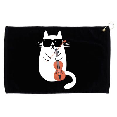 Funny Cat Wearing Sunglasses Playing Violin Viola Musician Gift Grommeted Golf Towel