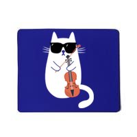 Funny Cat Wearing Sunglasses Playing Violin Viola Musician Gift Mousepad