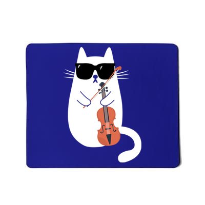 Funny Cat Wearing Sunglasses Playing Violin Viola Musician Gift Mousepad