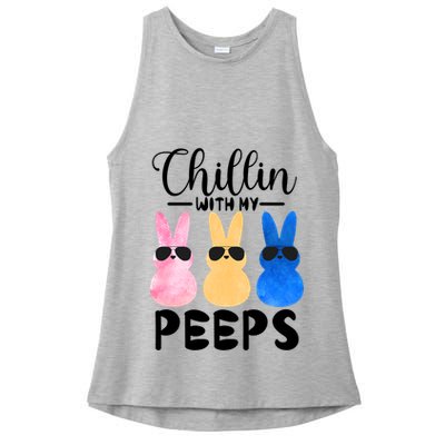 Funny Chillin With My Peeps Easter Bunny Hangin With Peeps Gift Ladies PosiCharge Tri-Blend Wicking Tank