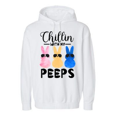 Funny Chillin With My Peeps Easter Bunny Hangin With Peeps Gift Garment-Dyed Fleece Hoodie