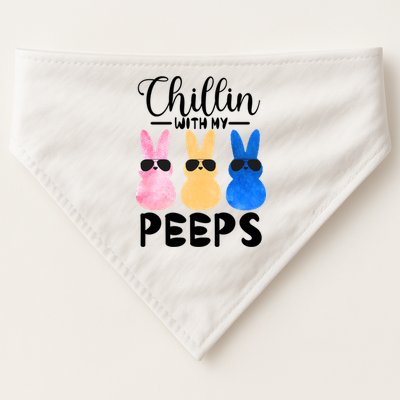 Funny Chillin With My Peeps Easter Bunny Hangin With Peeps Gift USA-Made Doggie Bandana