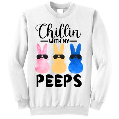 Funny Chillin With My Peeps Easter Bunny Hangin With Peeps Gift Sweatshirt