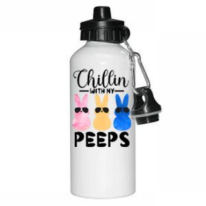 Funny Chillin With My Peeps Easter Bunny Hangin With Peeps Gift Aluminum Water Bottle